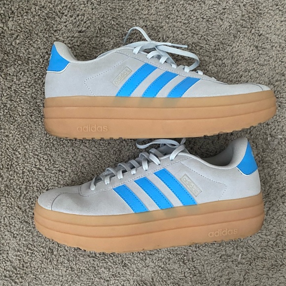 Adidas Light Gray and Sky Blue Sneakers, Sambas lookalike - Picture 2 of 5